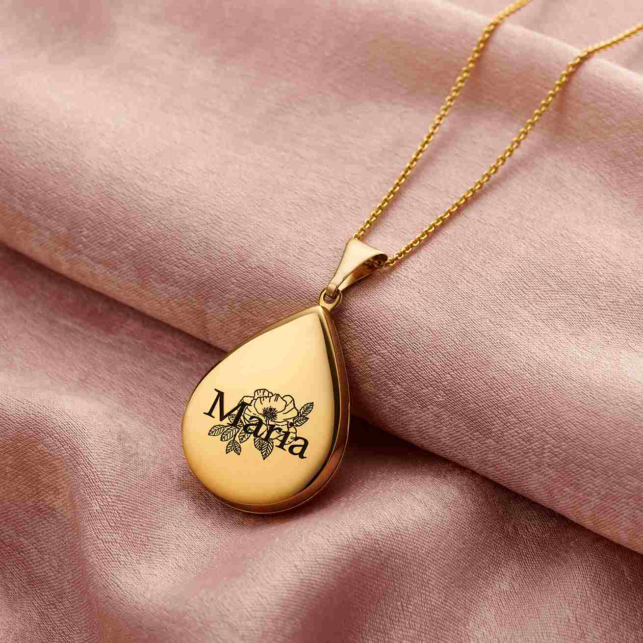 Birthflower name locket in gold