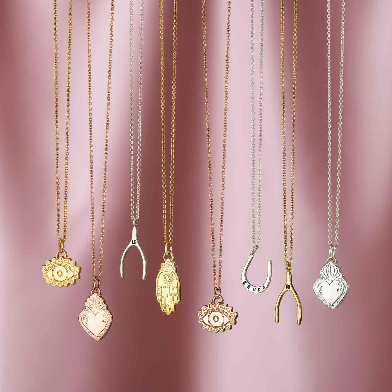 Charm necklaces on chains