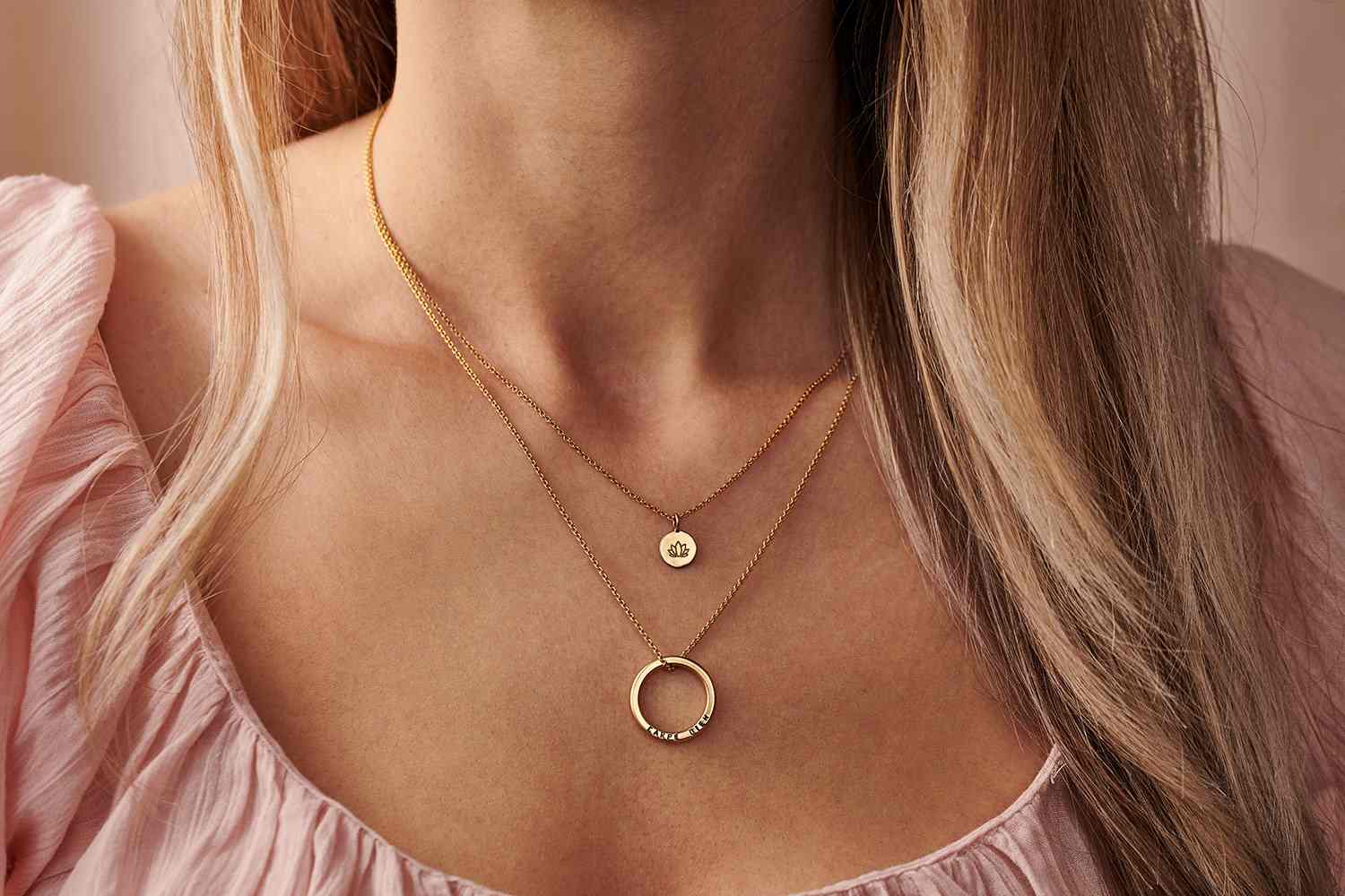 Double necklace on model